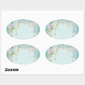 Rosa Rosen und Spitzen-Aufkleber Ovaler Aufkleber (Blatt)