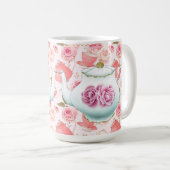 Rosa Rosen und Teebeutel Tasse (VorderseiteRechts)