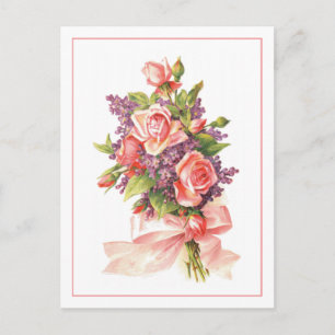 Rosa Rosen und Veilchen Postkarte