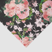 Rosa Rosen und weiße Blume im Schwarzen Deko Seidenpapier (Detail)