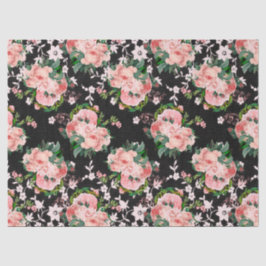 Rosa Rosen und weiße Blume im Schwarzen Deko Seidenpapier