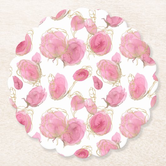 Rosa Rosen Untersetzer (Vorderseite)