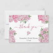 Rosa Rosen - vielen Dank Brautparty Dankeskarte (Vorderseite)