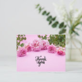 Rosa Rosen Vielen Dank für die Karte auf rosa Hint (Stehend Vorderseite)