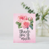 Rosa Rosen Vielen Dank für die Karte auf rosa Hint (Stehend Vorderseite)