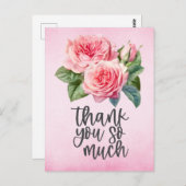 Rosa Rosen Vielen Dank für die Karte auf rosa Hint (Vorne/Hinten)