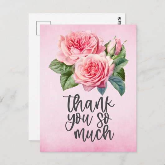 Rosa Rosen Vielen Dank für die Karte auf rosa Hint (Vorne/Hinten)