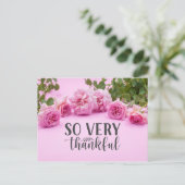 Rosa Rosen Vielen Dank für die Karte auf rosa Hint (Stehend Vorderseite)