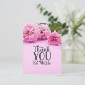 Rosa Rosen Vielen Dank für die Karte auf rosa Hint (Stehend Vorderseite)