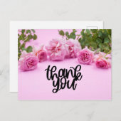 Rosa Rosen Vielen Dank für die Karte auf rosa Hint (Vorne/Hinten)