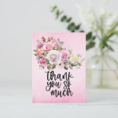 Rosa Rosen Vielen Dank für die Karte auf rosa Hint (Stehend Vorderseite)