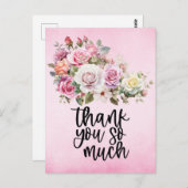 Rosa Rosen Vielen Dank für die Karte auf rosa Hint (Vorne/Hinten)