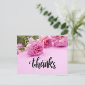 Rosa Rosen Vielen Dank für die Karte auf rosa Hint (Stehend Vorderseite)