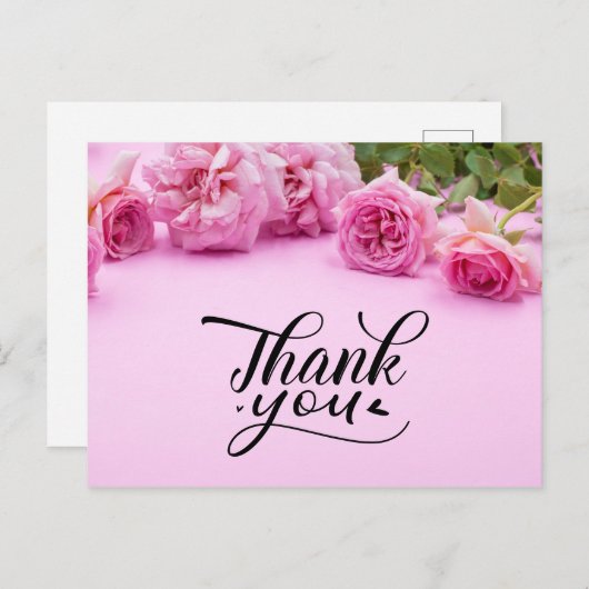 Rosa Rosen Vielen Dank für die Karte auf rosa Hint (Vorne/Hinten)