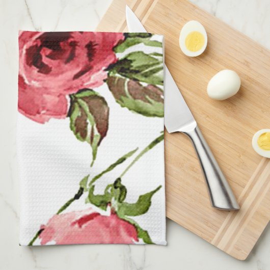 Rosa Rosen Vintag Küchentücher (Viertel Falte)