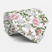 Rosa Rosen - Vintage Aquarellfärbung Krawatte (Gerollt)