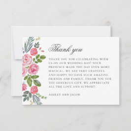 Rosa Rosen. Vintage Blume. Blumenhochzeit Dankeskarte