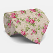 Rosa Rosen Vintage Blume Krawatte (Gerollt)