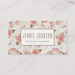 Rosa Rosen-Vintage Blumenmuster-Geschäfts-Karte Visitenkarte
