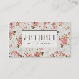 Rosa Rosen Vintage-Blumenmuster Visitenkarte