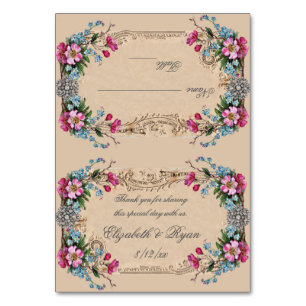 Rosa Rosen, Vintage, Elegant, Platzkarten Tischnummer