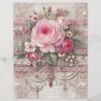 Rosa Rosen Vintage-Junk-Journal-Scrapbook-Papier