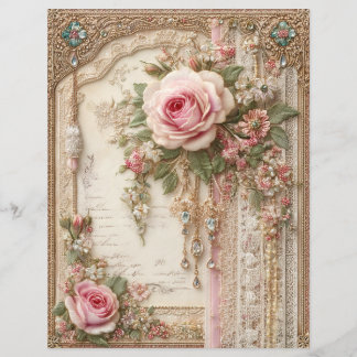 Rosa Rosen Vintage-Junk-Journal-Scrapbook-Papier