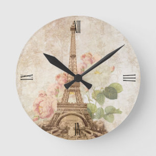 Rosa Rosen-Vintage romantische Uhr Paris