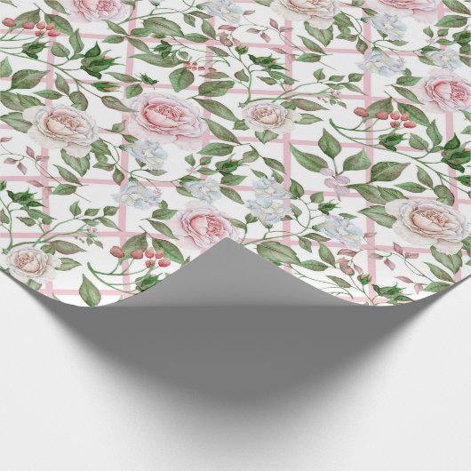 Rosa Rosen - Vintage Wasserfarbe Geschenkpapier (Ecke)