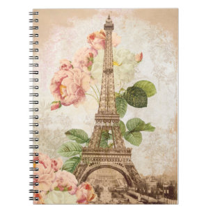 Rosa Rosen-Vintages romantisches gewundenes Notizblock