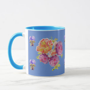 Rosa Rosen Violett Blaue Rose Shabby Wasserfarbe T Tasse
