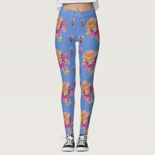 Rosa Rosen Violette Shabby Wasserfarben Blaue Legg Leggings