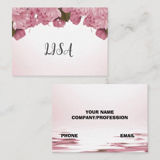 rosa Rosen Visitenkarte (Vorne/Hinten)