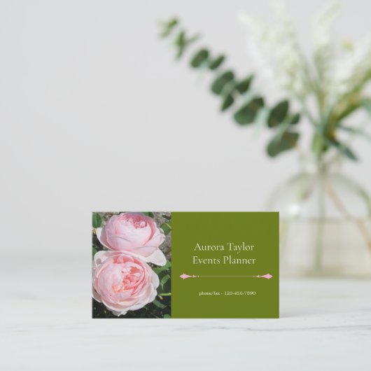 Rosa Rosen Visitenkarte (Stehend Vorderseite)
