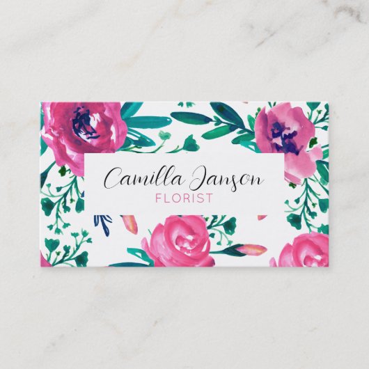 Rosa Rosen Visitenkarte (Vorderseite)