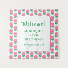 Rosa Rosen Wandteppich