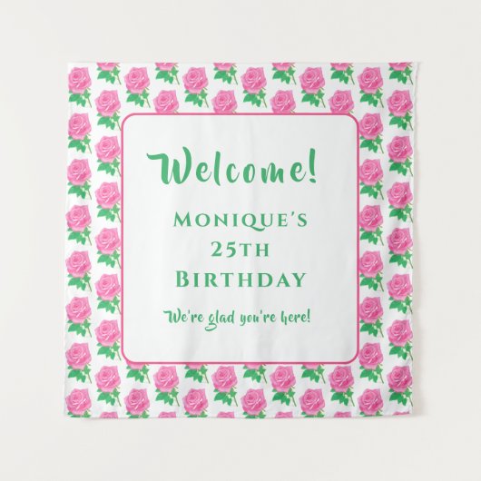 Rosa Rosen Wandteppich (Vorderseite)