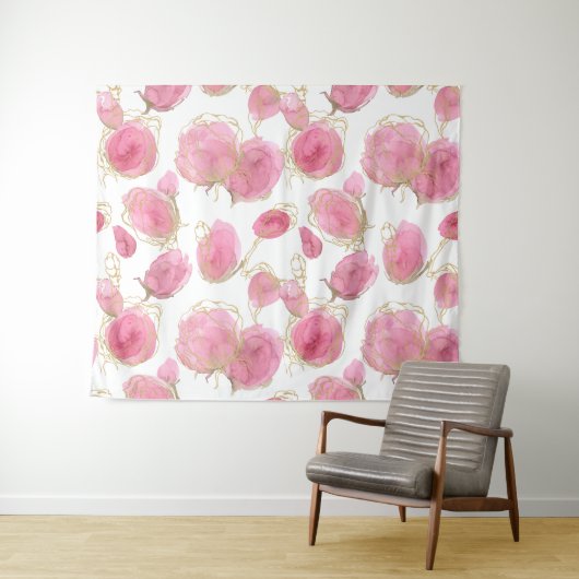 Rosa Rosen Wandteppich (Beispiel (Horizontal))