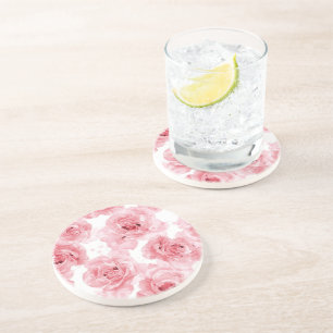 Rosa Rosen Wasserfarbe Floral Blush Botanisch Getränkeuntersetzer