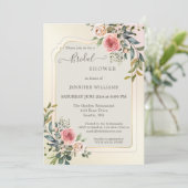 Rosa Rosen Wasserfarben Brautparty Invitati Einladung (Stehend Vorderseite)