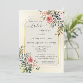 Rosa Rosen Wasserfarben Brautparty Invitati Einladung