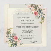 Rosa Rosen Wasserfarben Einladung Hochzeitsfeiern (Vorne/Hinten)