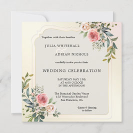 Rosa Rosen Wasserfarben Einladung Hochzeitsfeiern