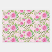 Rosa Rosen, Wasserfarben Handgestrichen Geschenkpapier Set (Vorderseite 3)