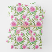 Rosa Rosen, Wasserfarben Handgestrichen Geschenkpapier Set (Beispiel)