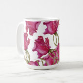 Rosa Rosen Wasserfarben Kunst Handbemalt Kaffeetasse (Vorderseite Links)