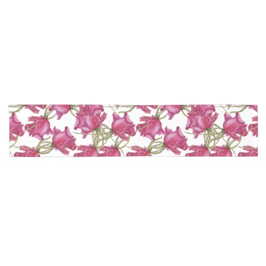 Rosa Rosen Wasserfarbmuster handbemalt Kurzer Tischläufer (Horizontal)