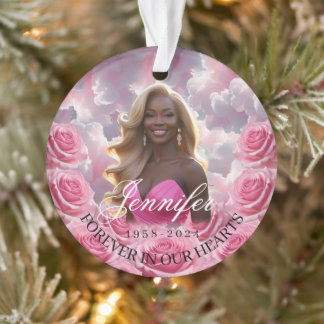 Rosa Rosen Weihnachtsbaumschmuck zum Gedenken Ornament