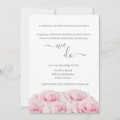 Rosa Rosen Weiß Graue Flora Elegant machen wir Hoc Einladung (Vorderseite)