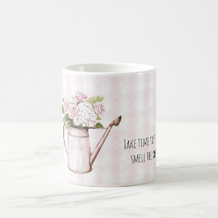 Rosa Rosen Weiße Blumengießkanne Kaffeetasse